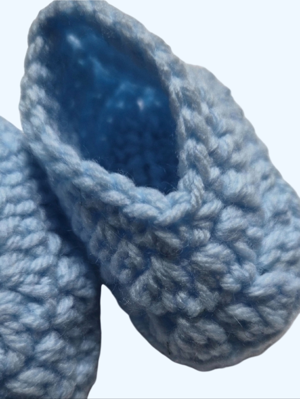 Handmade Crocheted Blue Baby Booties-Size 0-3M - Picture 2 of 7